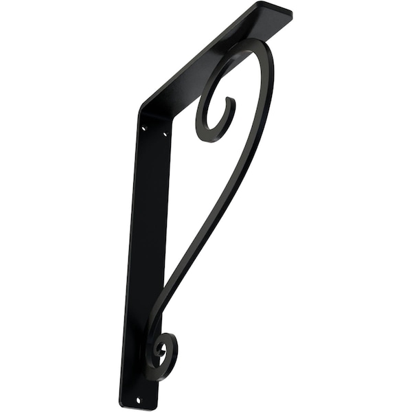 Ekena Millwork Edwards Wrought Iron Bracket, (Single center brace), Powder Coated Black 1 1/2"W x 7 1/2"D x 10"H BKTM01X07X10SED - main